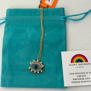 Kurt Geiger evil eye crystal pendant necklace new with tags blue gold tone